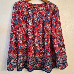 LOFT Colorful Floral Flowy Lightweight Blouse: July 4th, Resortwear, Summer
